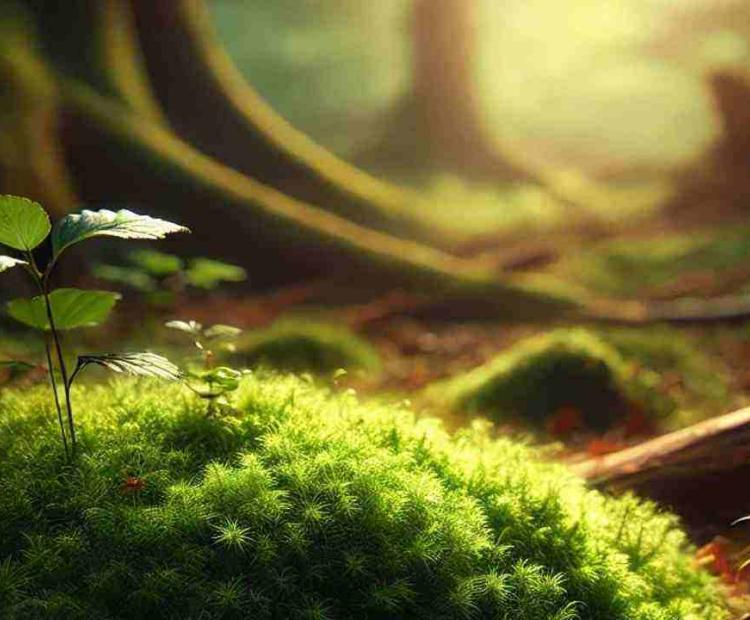 Moss growing tightly on a forest rock, showcasing nature's tiny architectural wonders.